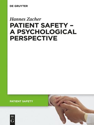cover image of Patient Safety--A Psychological Perspective